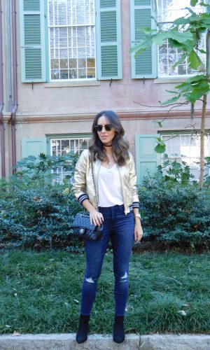 jaqueta metalizada, moda, look do dia, Gabi May, ootd, fashion, metallic, inspiration