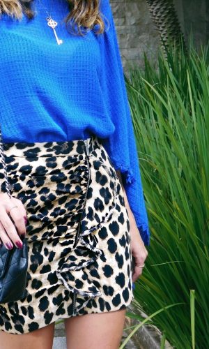 look do dia, estampa de onça, azul cobalto, moda, estilo, Gabi May, outfit of the day, ootd, fashion, style, leopard print