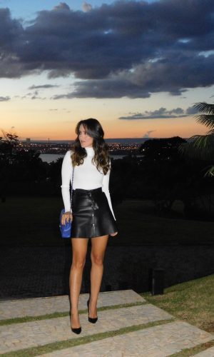 look do dia, meia-estação, gola alta, saia de couro, moda, estilo, Gabi May, fashion, style, outfit, leather skirt, turtleneck