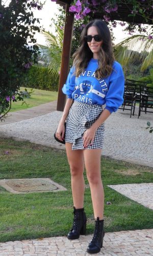 três tendências, look do dia, moda, estilo, moletom, vichy, coturno, Gabi May, trend, fashion, style, ootd, sweatshirt, gingham, combat boots