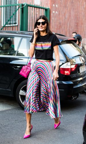saias plissadas, moda, estio, tendência, inspiração, looks, giovanna battaglia, pleated skirt, fashion, style, trend, inspiration, outfits