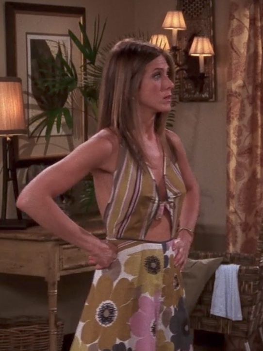 rachel green, jennifer aniston, friends, anos 90, looks, tendência, moda, estilo, trend, 90s, outfits, fashion, style, cutout, recorte