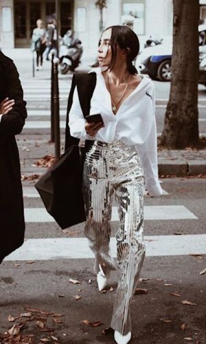 calça prateada, moda, estilo, looks, inspiração, silver pants, fashion, style, inspiration, outfits