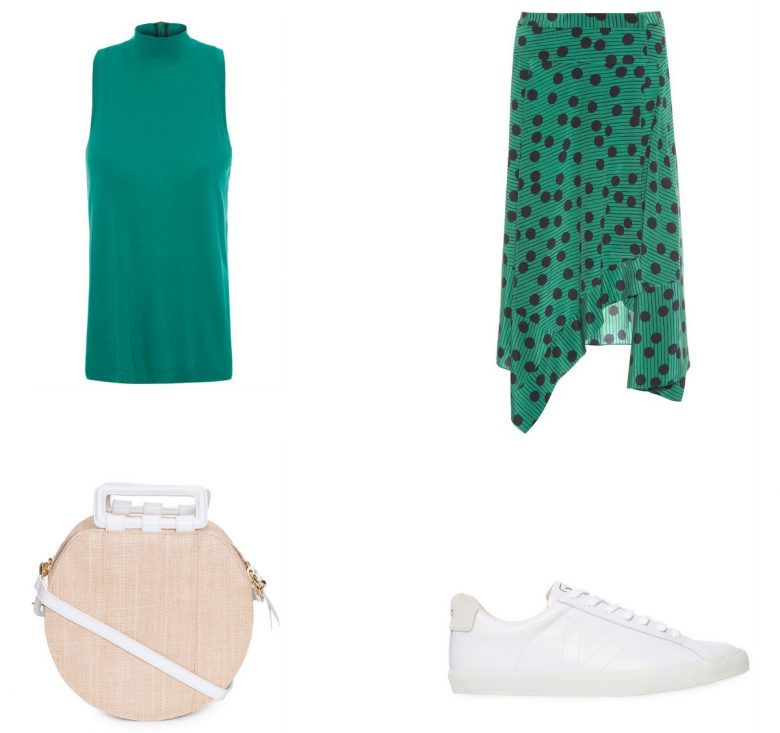 saia de poá fundo verde, item da semana, moda, estilo, looks, tendência, inspiração, fashion, style, polka dot skirt, polka dots, trend, outfits, item of the week