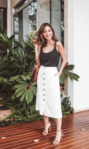 saia com botões frontais, moda, estilo, tendência, looks, button front skirt, fashion, style, trend, outfits