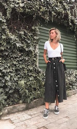 saia com botões frontais, moda, estilo, tendência, looks, button front skirt, fashion, style, trend, outfits