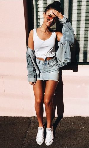 mini saia jeans, moda, estilo, look, inspiração, denim skirt, fashion, style, outfit, inspiration