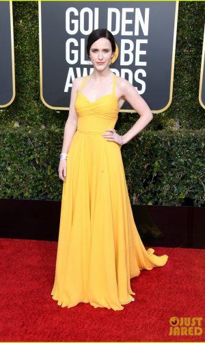 golden globes 2019, golden globes, awards season, red carpet, fashion, look, gown, tapete vermelho, premiação, moda, look, vestido longo, hollywood, rachel brosnahan
