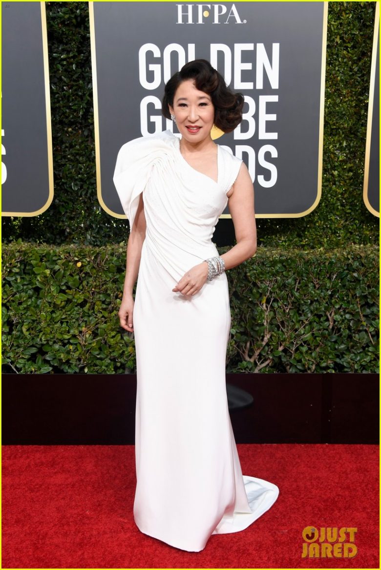 golden globes 2019, golden globes, awards season, red carpet, fashion, look, gown, tapete vermelho, premiação, moda, look, vestido longo, hollywood, sandra oh