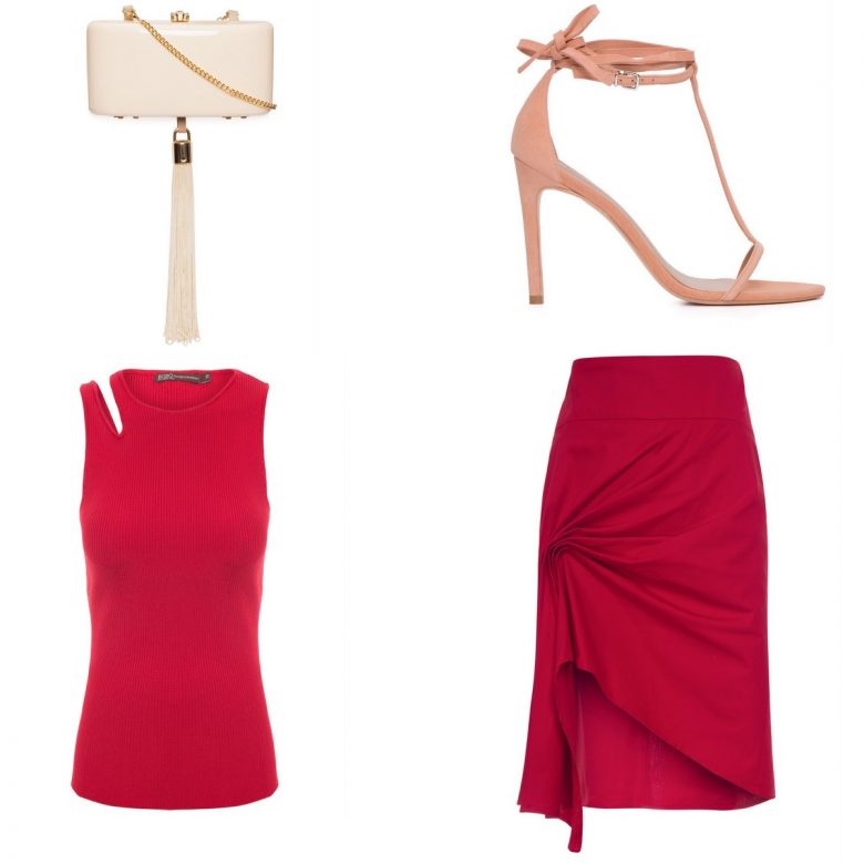 saia vermelha, drapeado, item da semana, link afiliado, like to know it, moda, estilo, looks, fashion, style, outfits, item of the week, affiliate link, red skirt