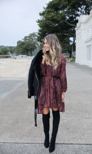 vestido e bota, combinação contrastante, look, tendência, look inverno, look outono, moda, estilo, fashion, style, trend, dress with boots, elle ferguson