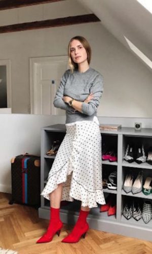 saias de poá, street style, ganni, moda, look, estilo, tendência, fashion, style, outfit, wrap polka dot skirt