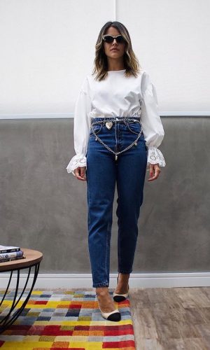 cinto de corrente, look, tendência, moda, chain belt, fashion trend