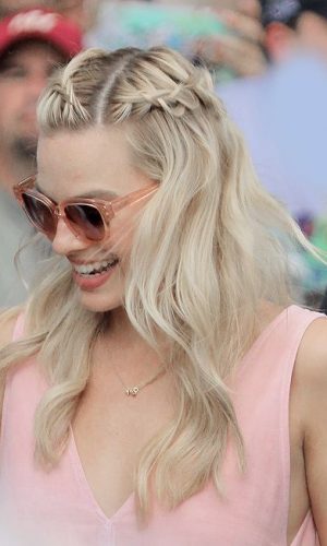 beleza, cabelo, penteado, margot robbie, beauty, hair, hairstyle, trança embutida, braid