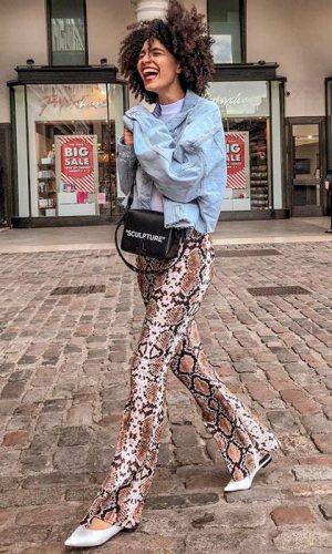 como usar uma calça com estampa de cobra, tendência, moda, how to wear snakeskin pants