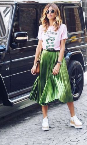 look rosa e verde, color block, pink and green