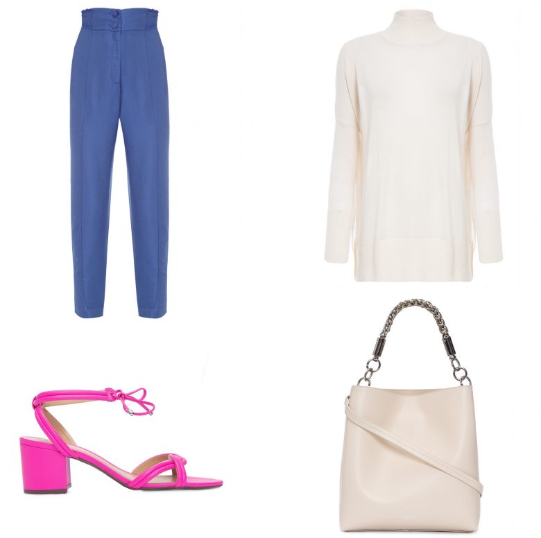 calça azul com cós alto, item da semana, looks, moda, high-waisted blue pants, item of the week, outfits