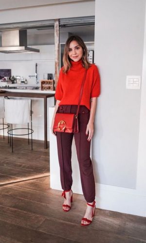 roxo e vermelho, looks, color block, purple and red
