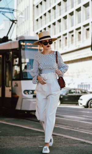 calça clara, moda, street style, white pants